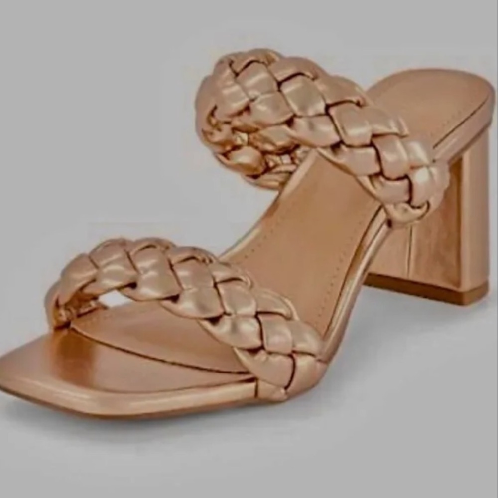 Dune London Iris Braided Rose Gold Chunky Heeled Sandals Size 7 Rose Gold size 7